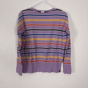 Kule Vandy Striped Pullover Sweater Purple with Colorful Stripes Size XS